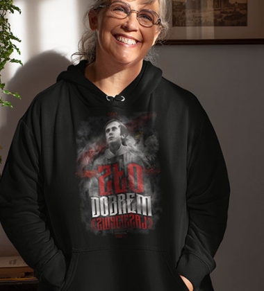 Damska bluza z kapturem ZŁO DOBREM ZWYCIĘŻAJ